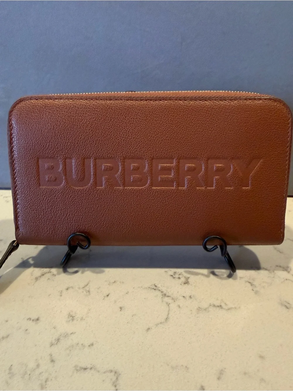 Burberry Brown Embossed Zip-Around Card Holder